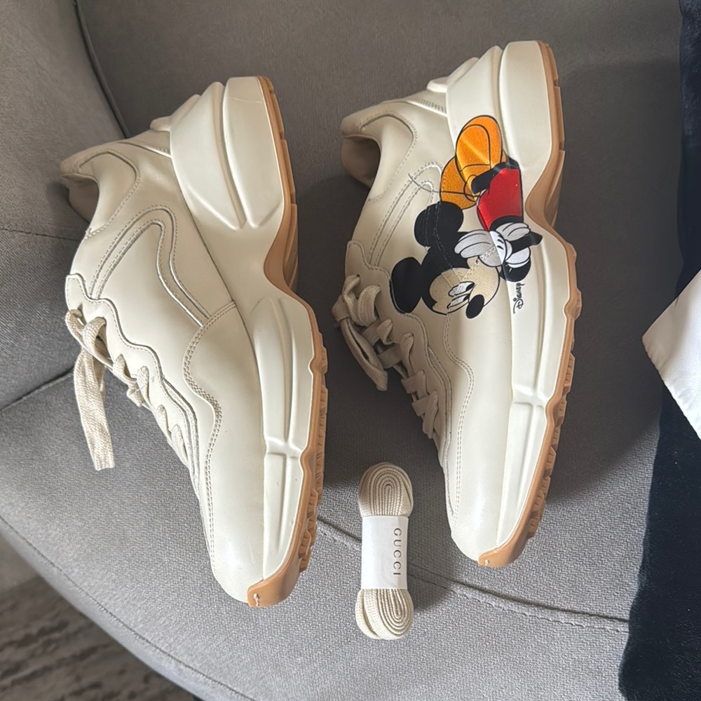 NWOB Gucci Cream Mickey Mouse Sneakers - Picture 7 of 17